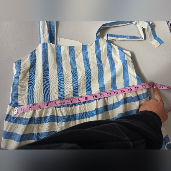 By Together Blue and White Stripe Tie Shoulder Summer Dress Women's Sz S. - Picture 6 of 8